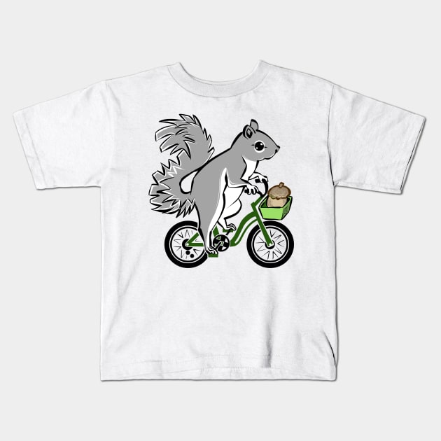 Cute Squirrel On Bike Kids T-Shirt by ellemrcs